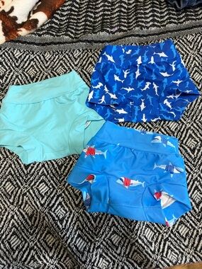 Baby Swim Trunks - Blue & Aqua Shark Print